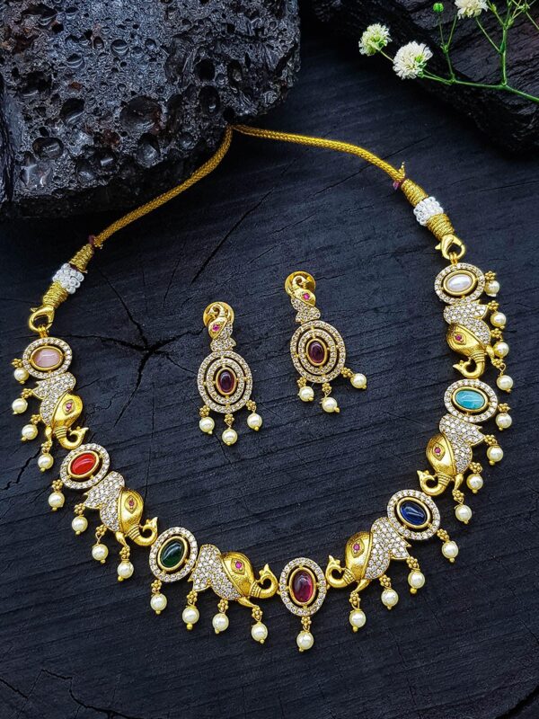 Premium Quality Exclusive Designer Short Necklace Set - Image 2