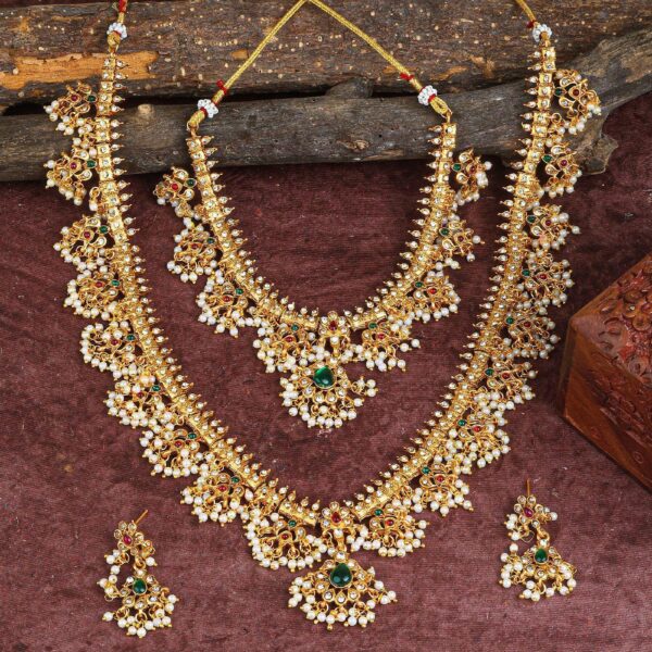Antique Finish gutapusulu Ambani inspired Necklace Combo Set - Image 2