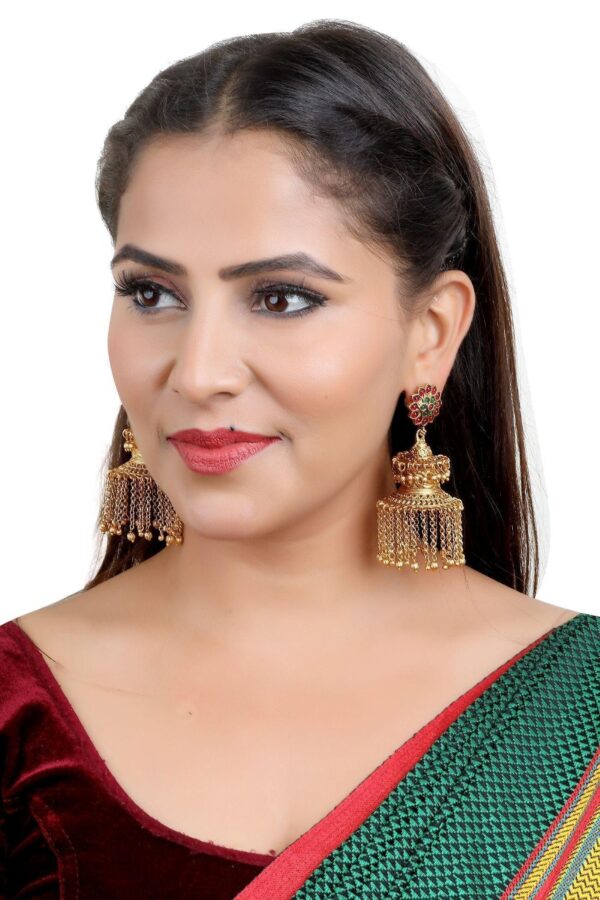 Classic Temple Jhumki Earrings 16861N - Image 2