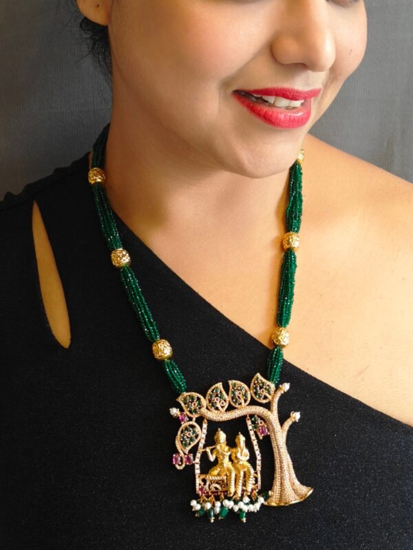 Premium Timeless Collection Temple Pendant with Crystal Mala hydro 2mm Necklace Set - Image 2
