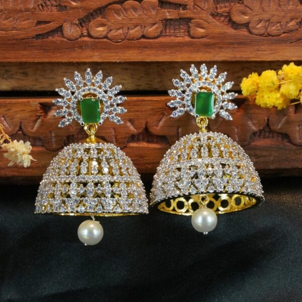 Premium Gold Polish Sayara Collection CZ Studded Jhumki 11612N