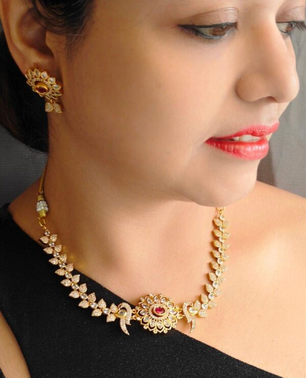 Premium Gold finish interchangeable stone necklace set