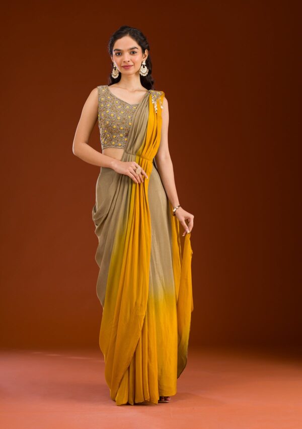 Beige Cutdana Georgette Readymade Salwar Suit
