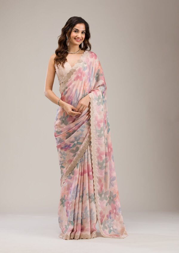 Beige Stonework Georgette Saree - Image 3