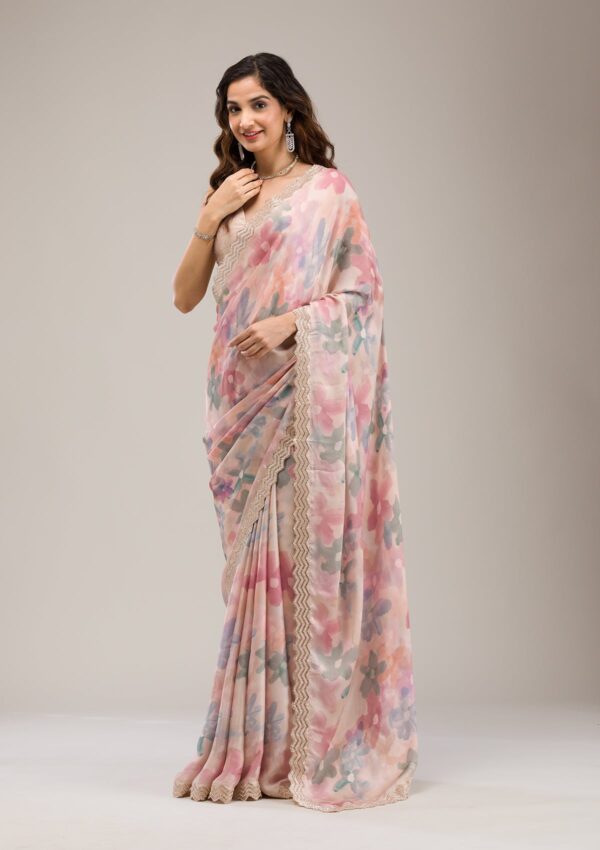 Beige Stonework Georgette Saree - Image 2