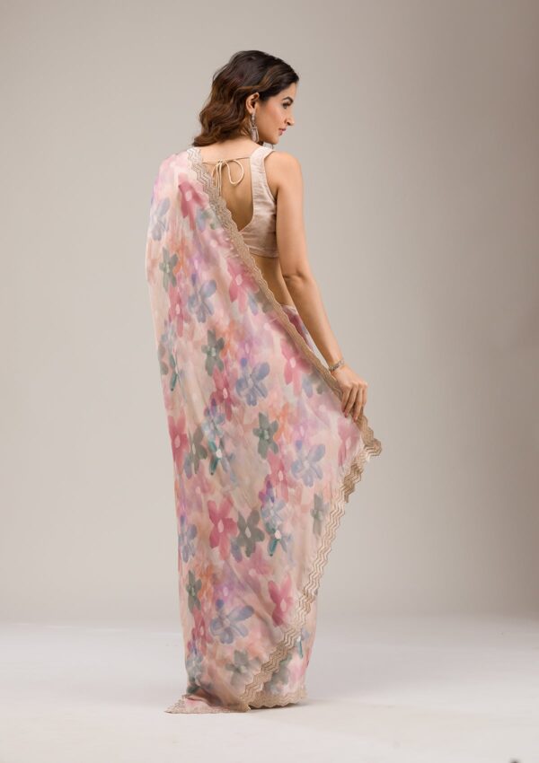 Beige Stonework Georgette Saree - Image 4