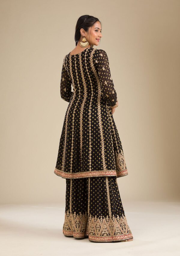 Black Zariwork Georgette Readymade Salwar Suit - Image 2