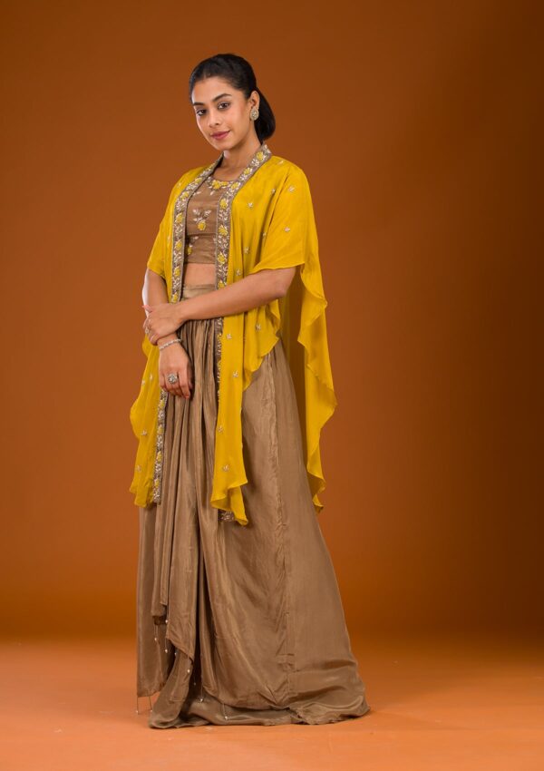 Brown Cutdana Georgette Readymade Salwar Suit - Image 4