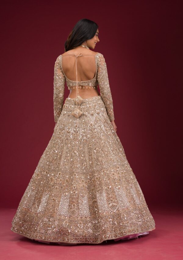 Gold Stonework Net Readymade Lehenga - Image 3