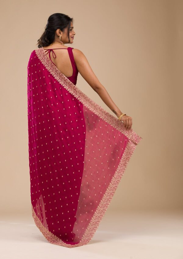 Maroon Zariwork Soft Silk Saree - Image 2