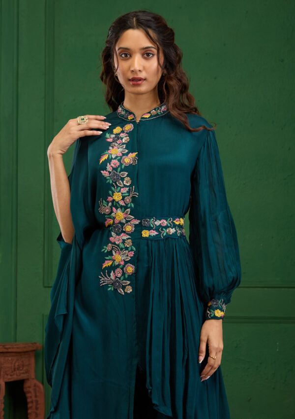 Navy Blue Cutdana Georgette Readymade Salwar Suit - Image 4