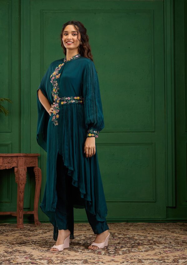Navy Blue Cutdana Georgette Readymade Salwar Suit - Image 2