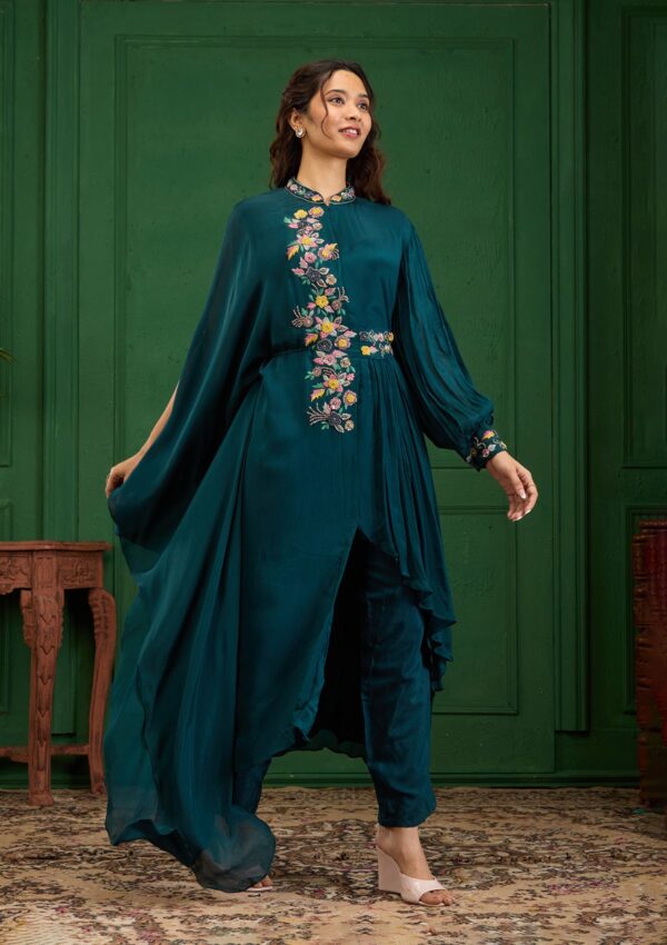 Navy Blue Cutdana Georgette Readymade Salwar Suit - Image 3