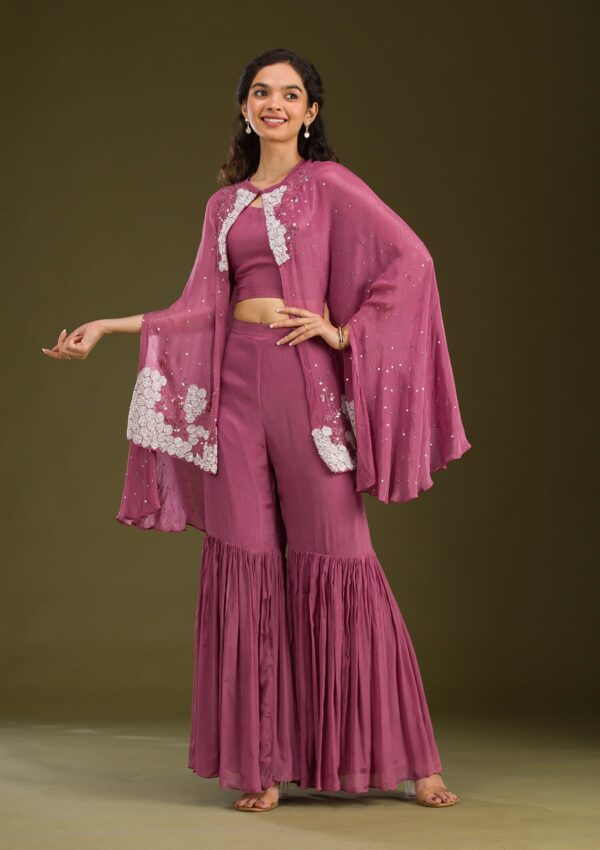 Onion Pink Cutdana Georgette Readymade Salwar Suit