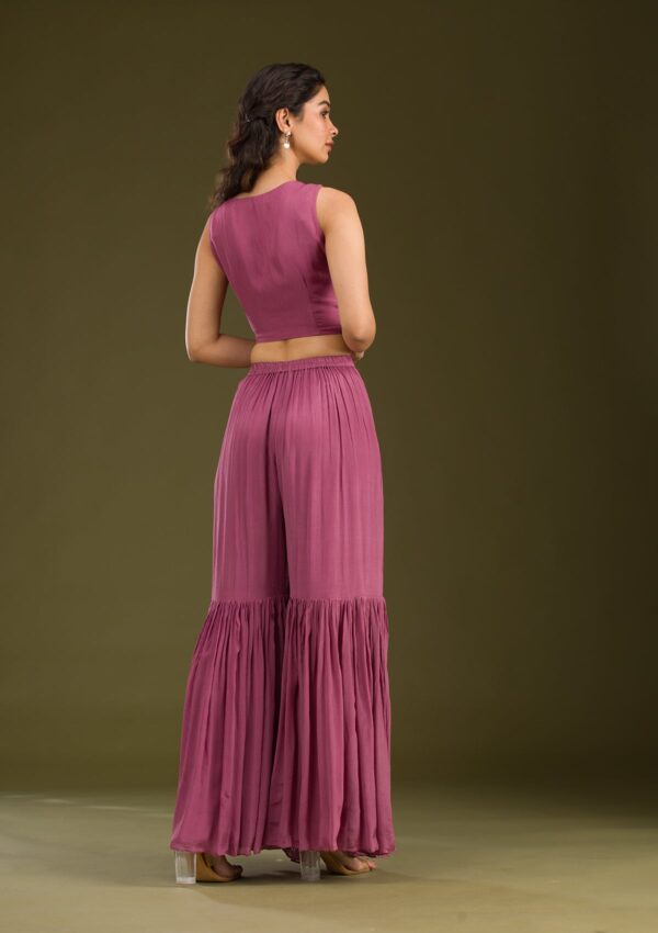 Onion Pink Cutdana Georgette Readymade Salwar Suit - Image 2