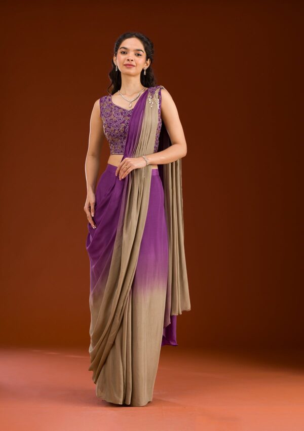 Purple Cutdana Georgette Readymade Salwar Suit - Image 2