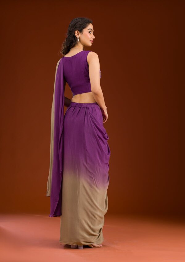 Purple Cutdana Georgette Readymade Salwar Suit - Image 3