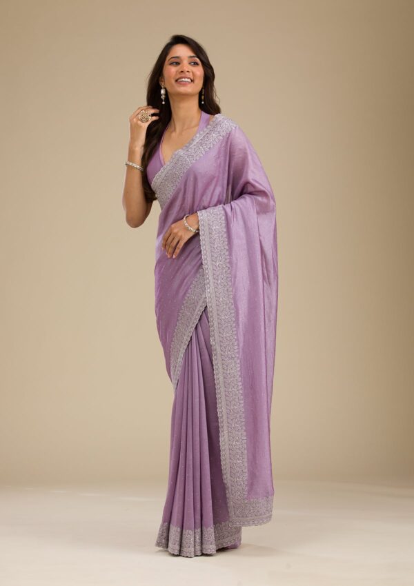 Purple Zariwork Soft Silk Saree - Image 2