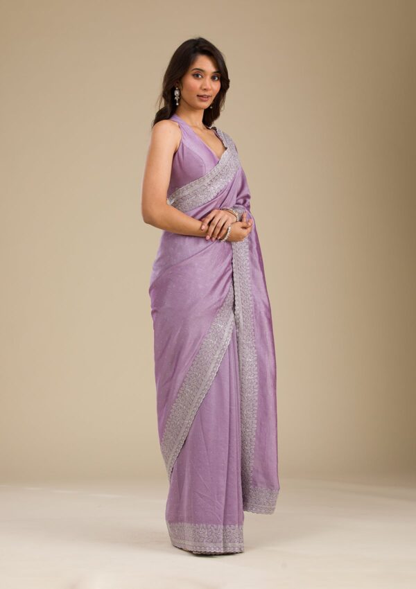 Purple Zariwork Soft Silk Saree - Image 4