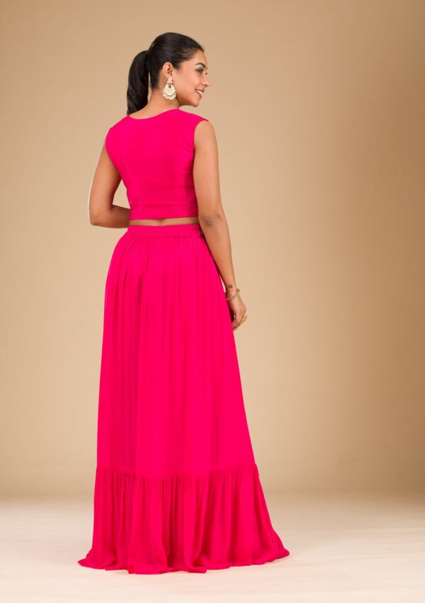 Rani Pink Cutdana Georgette Readymade Salwar Suit - Image 3