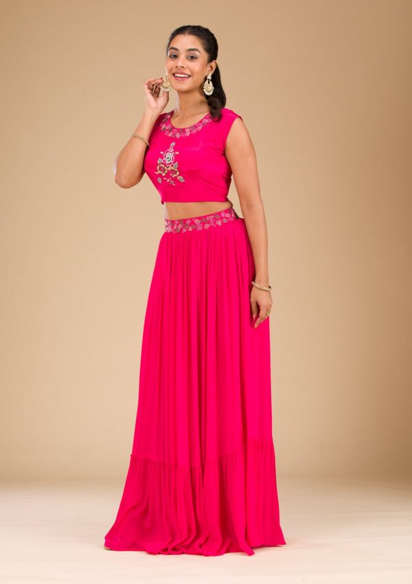 Rani Pink Cutdana Georgette Readymade Salwar Suit - Image 2