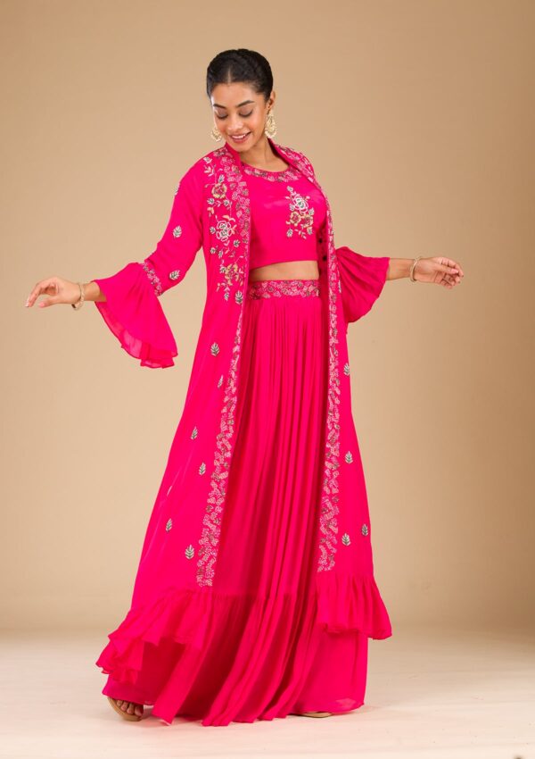 Rani Pink Cutdana Georgette Readymade Salwar Suit