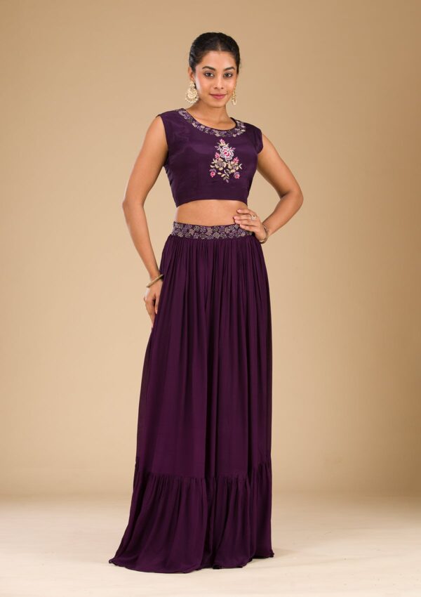 Wine Cutdana Georgette Readymade Salwar Suit - Image 3