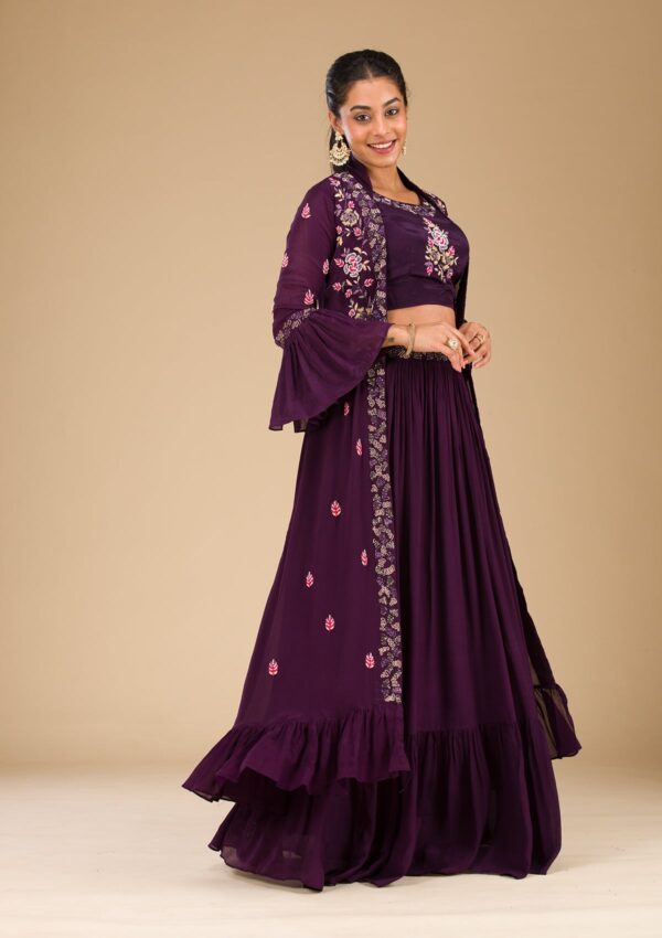 Wine Cutdana Georgette Readymade Salwar Suit - Image 4