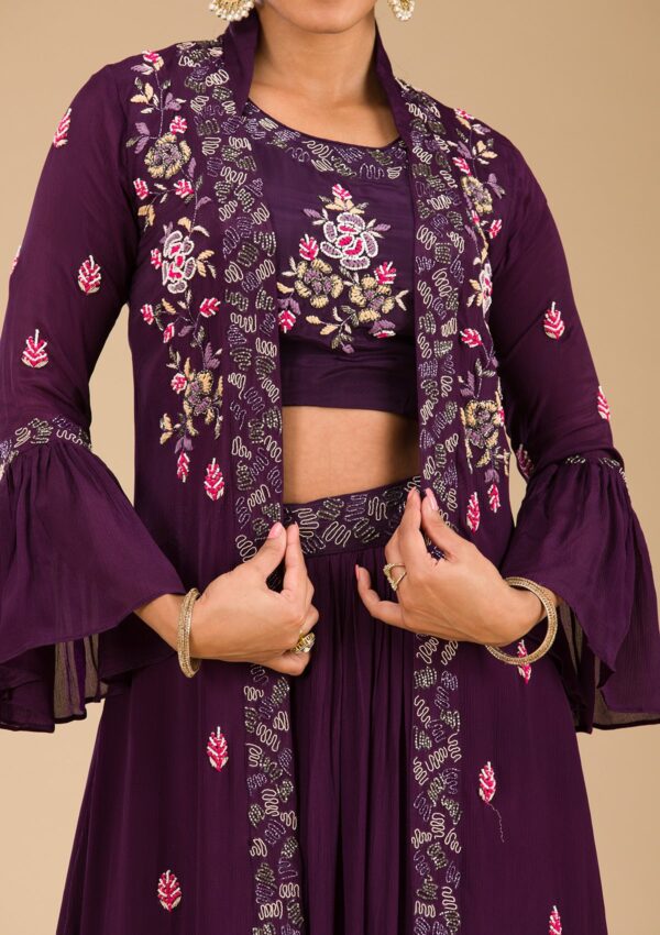 Wine Cutdana Georgette Readymade Salwar Suit - Image 2